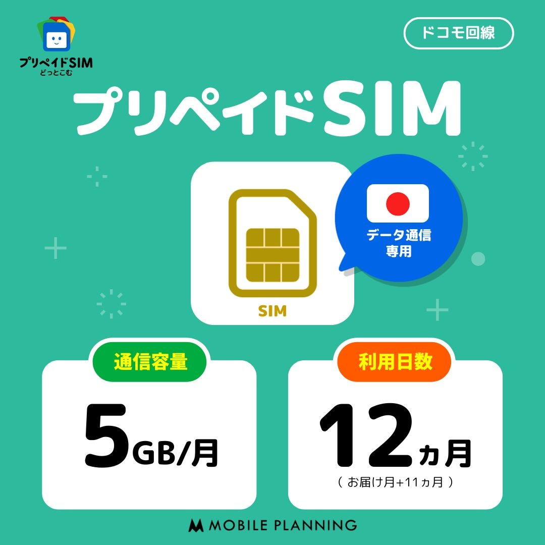 プリペイドSIM月間5GB12か月プラン